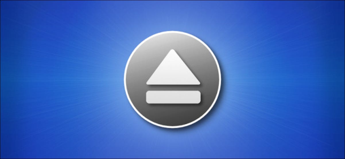 Icono de expulsión de Mac sobre fondo azul
