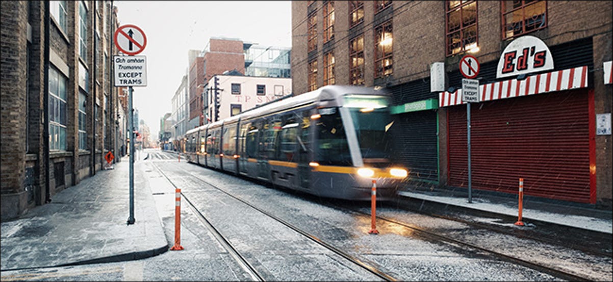 Imagen de vista previa que muestra el tranvía en la nieve