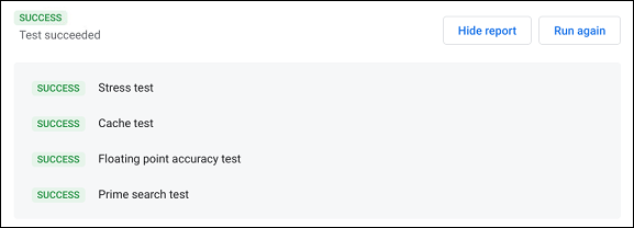 Resultados de la prueba de CPU