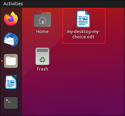 Un icono de archivo en el escritorio de Ubuntu