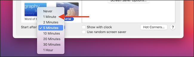 Cambiar el tiempo del protector de pantalla