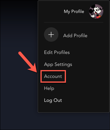 Coloca el cursor sobre la opción "Mi perfil" y luego presiona la opción "Cuenta".