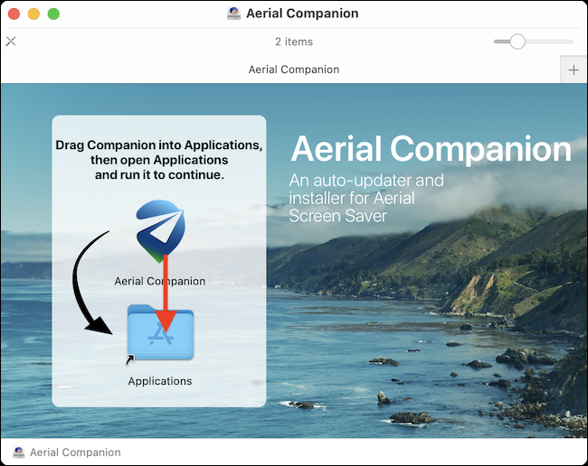 Arrastre la aplicación Aerial Companion a la carpeta de aplicaciones