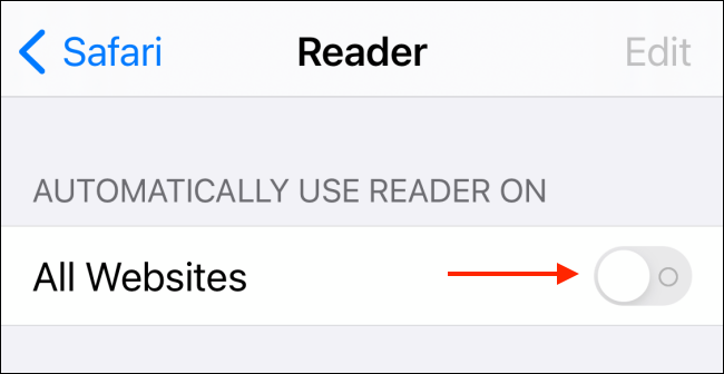 Habilitar la vista de lector para todos los sitios web en Safari