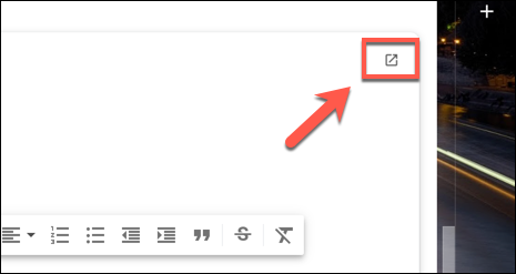 Para agregar campos CCO a un cuadro de respuesta rápida en la parte inferior de una cadena de correo electrónico existente, presione el botón "Respuesta emergente" en la parte superior derecha.