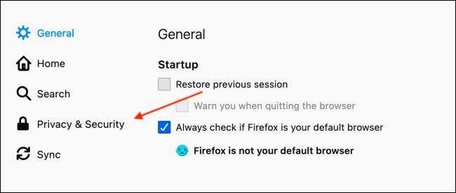 Ve a Privacidad y seguridad en las preferencias de Firefox.