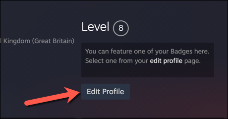 En la página de perfil de su cuenta de Steam, presione la opción "Editar perfil".