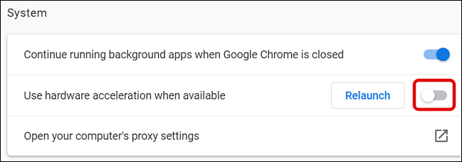 Desactiva la aceleración de hardware en Chrome