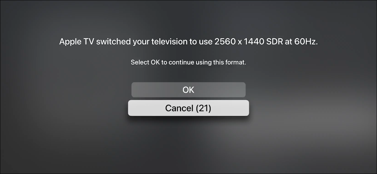 Puede cambiar la resolución de pantalla en Apple TV