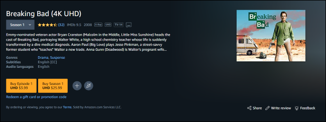 Breaking Bad en Amazon