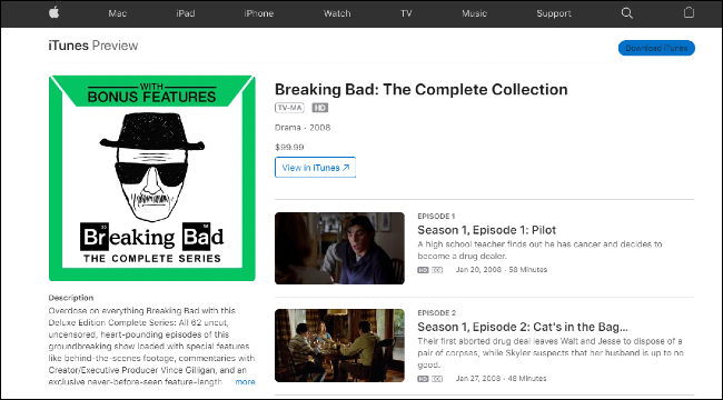 Breaking Bad en iTunes