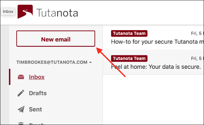 Redactar correo electrónico en Tutanota