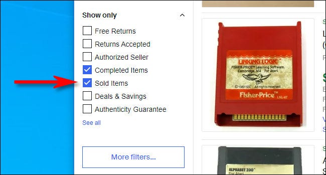En el sitio web de eBay para escritorio, marque "Artículos vendidos" en la barra lateral.