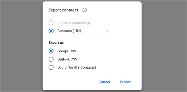Exportar contactos de Gmail como CSV