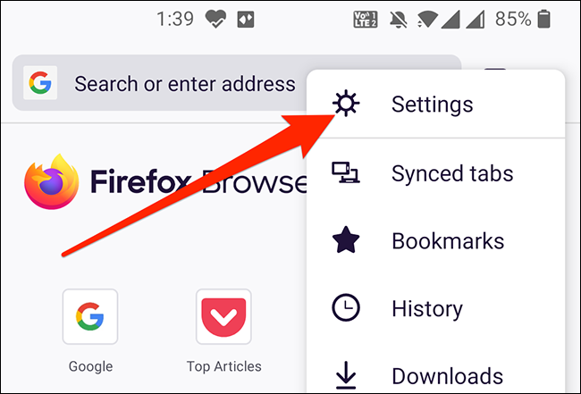 Abre la configuración de Firefox