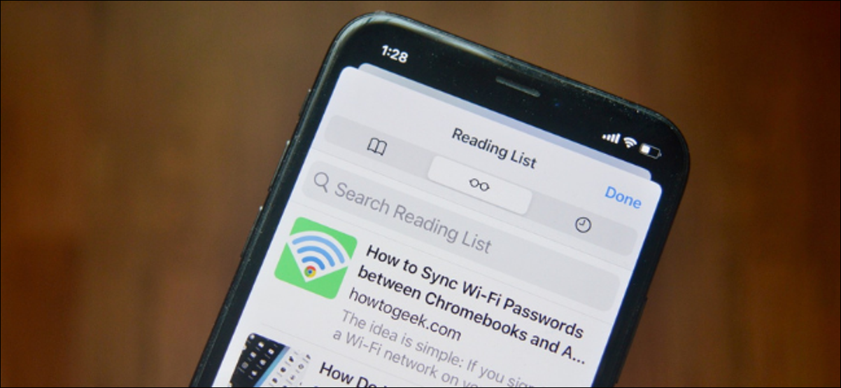 Lista de lectura de Safari en un iPhone
