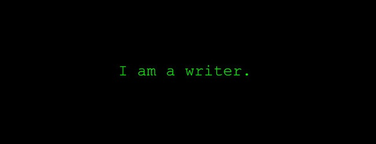 "Soy un escritor" en texto verde sobre fondo negro