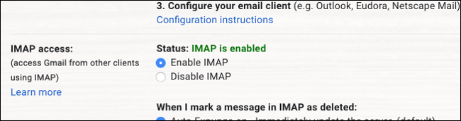 Gmail IMAP habilitado