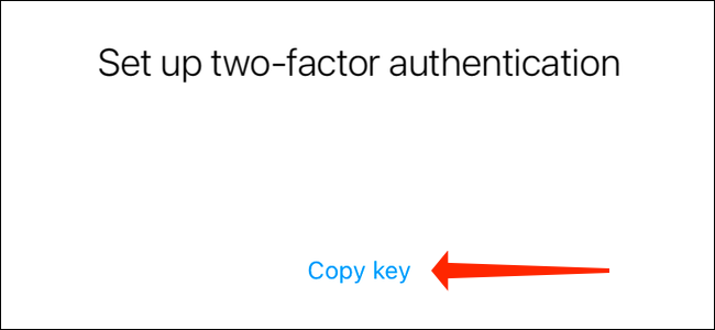 Toque Copiar clave para copiar su código de autenticación de Instagram.  Debe pegar esto en Google Authenticator o en cualquier otra aplicación de autenticación