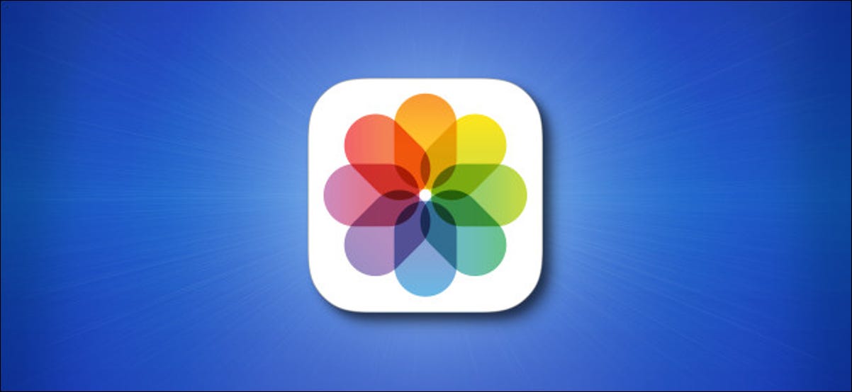 Icono de la aplicación iOS Photos sobre fondo azul