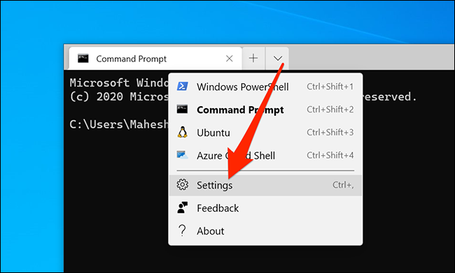 Acceder a la configuración del terminal de Windows
