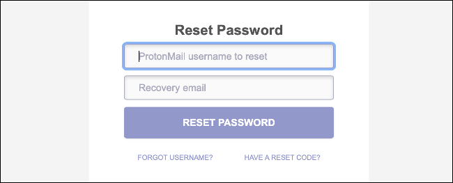 Nombre de usuario y correo electrónico de recuperación de ProtonMail