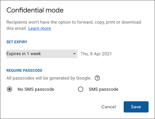 Establecer la fecha de caducidad para el modo confidencial en Gmail