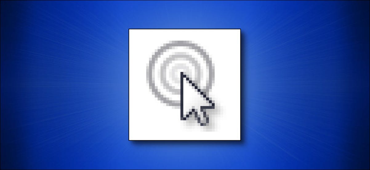 Icono de ubicación del puntero del mouse de Windows 10 sobre un fondo azul
