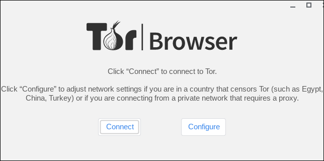 Ventana de diálogo de conexión Tor