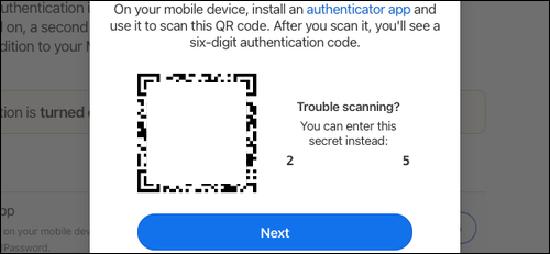 Escanee el código QR o copie el código de configuración