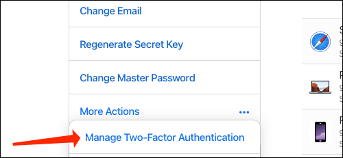 Haga clic en Administrar autenticación de dos factores