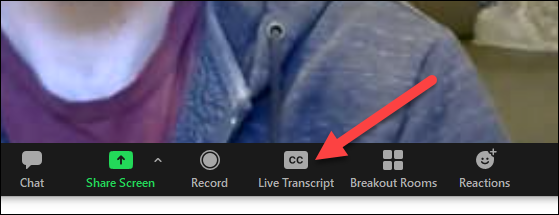 botón de transcripción en vivo