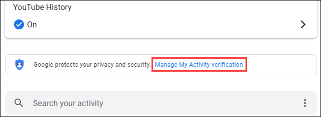 Haga clic en "Administrar la verificación de mi actividad".