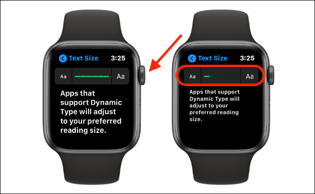 Aumentar el tamaño del texto en el Apple Watch