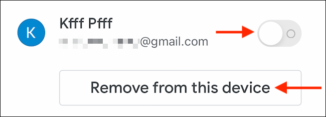 Toque el botón "Eliminar de este dispositivo" para cerrar la sesión de la cuenta.