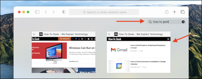 Buscar pestañas abiertas en Safari para Mac