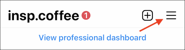 Toque el botón de menú desde el perfil de Instagram