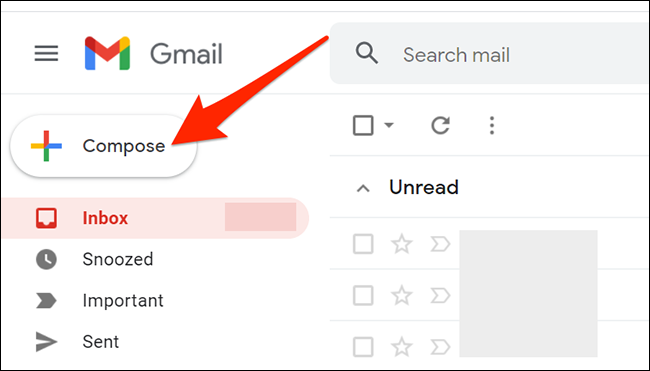 Haga clic en "Redactar" en la interfaz de Gmail.