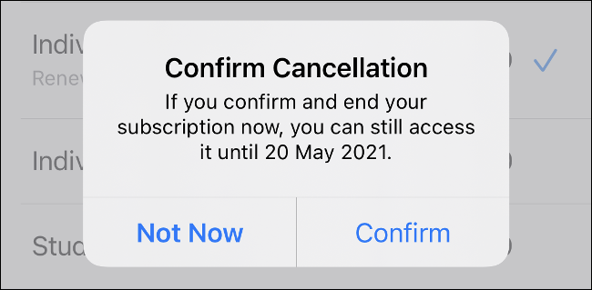 Confirmar cancelación en iPhone