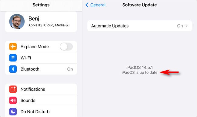 Si no hay actualizaciones, verá "iPadOS está actualizado".