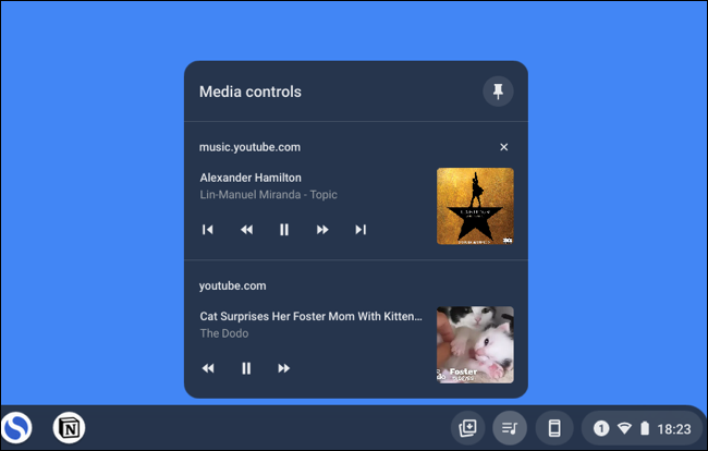 Accede a los controles de música desde Chromebook Shelf