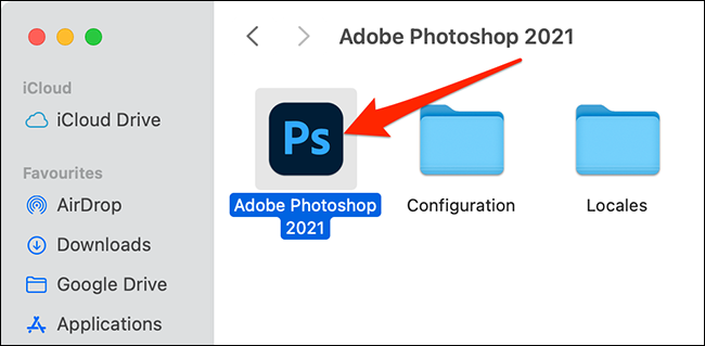 Photoshop en la carpeta Aplicaciones de Mac