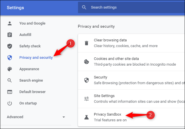 Haga clic en "Privacidad y seguridad" y haga clic en "Zona de pruebas de privacidad".