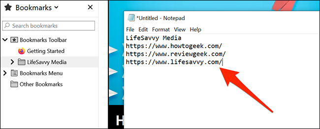 Haz clic derecho en cualquier lugar en blanco en un documento de texto y selecciona "Pegar" para pegar las URL de Firefox.