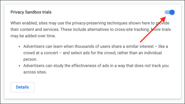 Inhabilitar la zona de pruebas de privacidad de Google Chrome