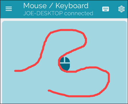 arrastre el dedo en la pantalla para mover el mouse