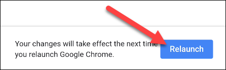 Toca "Relanzar" para reiniciar Chrome.