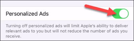 Simplemente apague el interruptor de "Anuncios personalizados".