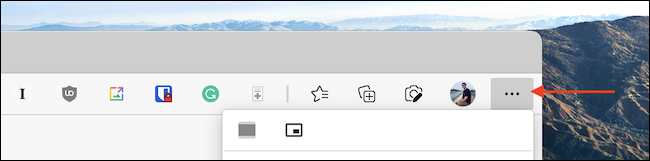 Haga clic en el botón Menú de tres puntos de la barra de herramientas de Microsoft Edge.