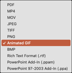 Haga clic en Formato de archivo y elija GIF animado